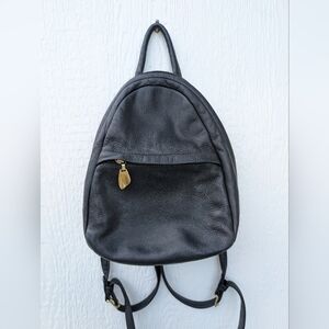 Vintage Libaire Black Pebbled Leather Backpack Bag Purse